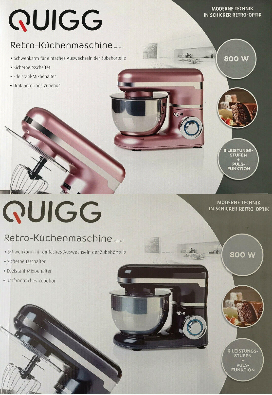 Quigg Retro Küchenmaschine 800 Watt