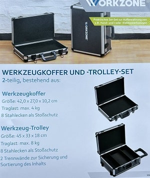 Read more about the article Workzone Werkzeugkoffer Trolley Set bei Aldi: Angebot & Test