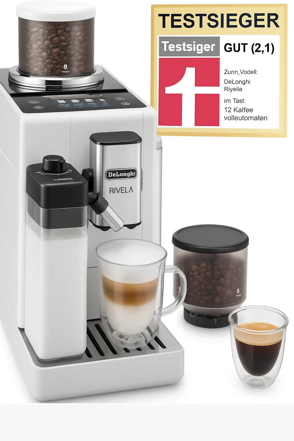 Delonghi Kaffeevollautomat Testsieger 2025 – DeLonghi Rivelia EXAM440.55.B mit Stiftung Warentest Note GUT (2,1) und LatteCrema-System