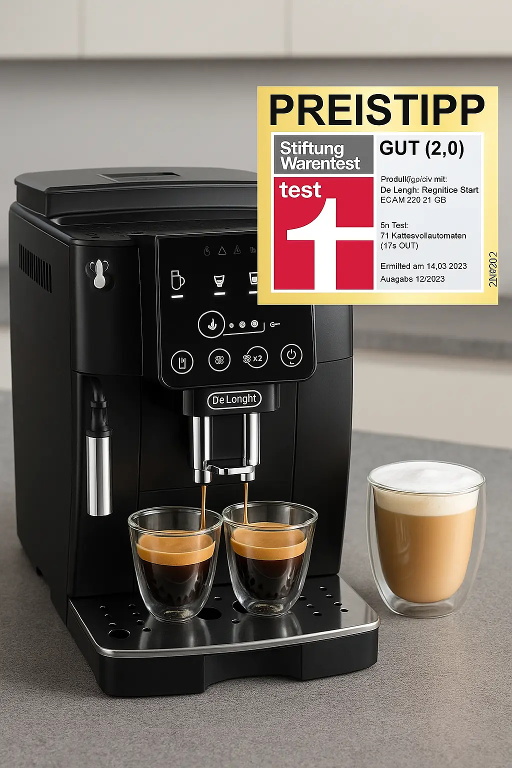 Testsieger De'Longhi Magnifica Start ECAM 222.20.B im Kaffeevollautomat Test bis 400 Euro.