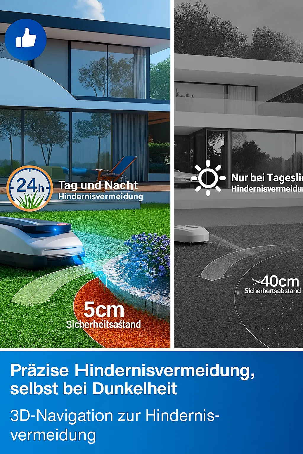 ECOVACS Goat G1-1200 Mähroboter mit präziser Hindernisvermeidung bei Tag und Nacht im Testvergleich für 1000 m² große Gärten