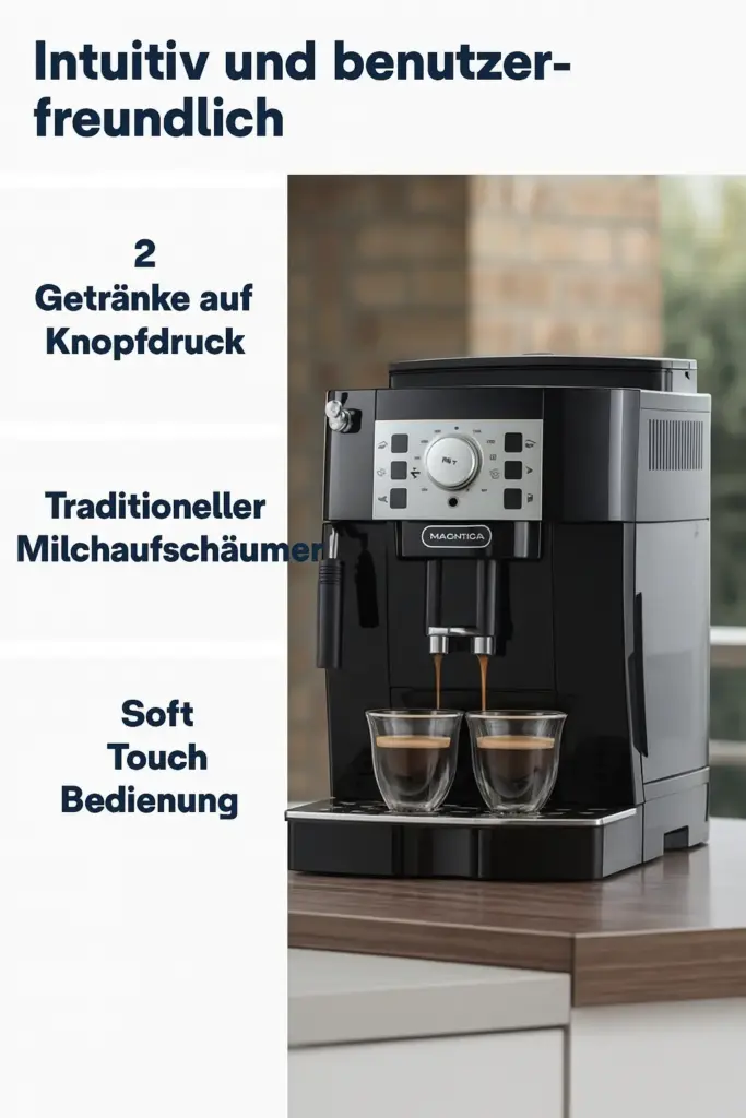 DeLonghi Magnifica S im Einsatz – Kaffeevollautomat mit traditionellem Milchaufschäumer und benutzerfreundlicher Bedienung im Delonghi Kaffeevollautomat Test