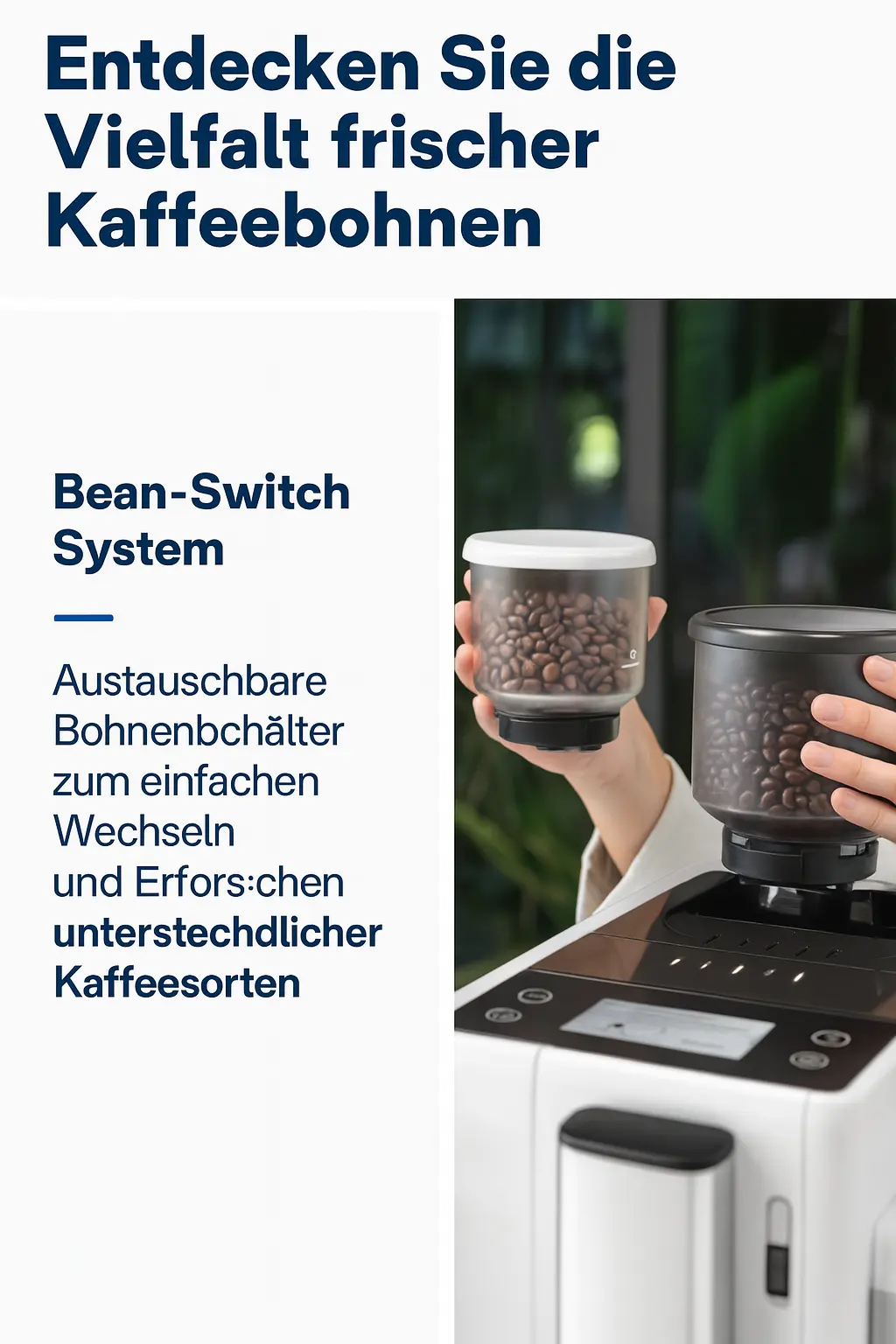 kaffeevollautomat test delonghi – Bean-Switch-System der DeLonghi Rivelia mit zwei austauschbaren Bohnenbehältern für flexiblen Kaffeegenuss