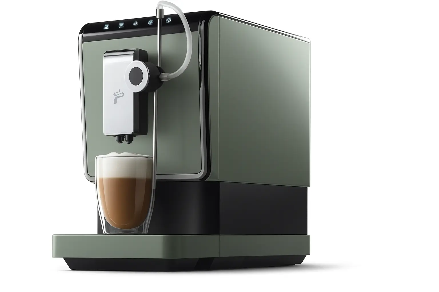 Kompakter Kaffeevollautomat in mattem Grün mit Milchaufschäumer – Tchibo Esperto Pro im Test