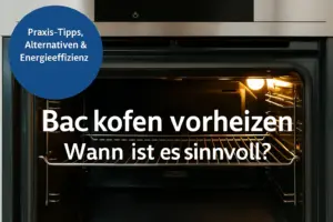 Backofen wird vorgeheizt mit digitaler Temperaturanzeige und Ofenblech – Tipps zum richtigen Vorheizen