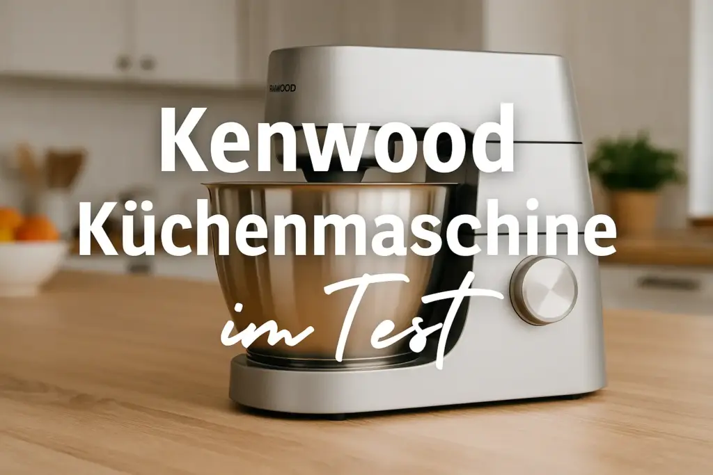 Kenwood Küchenmaschinen auf einer modernen Küchenarbeitsfläche, ideal ausgeleuchtet