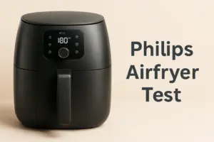 Philips Airfryer Test auf heller Küchenarbeitsplatte,