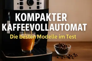 Kompakter Kaffeevollautomat beim Brühen – platzsparende Modelle im Testvergleich