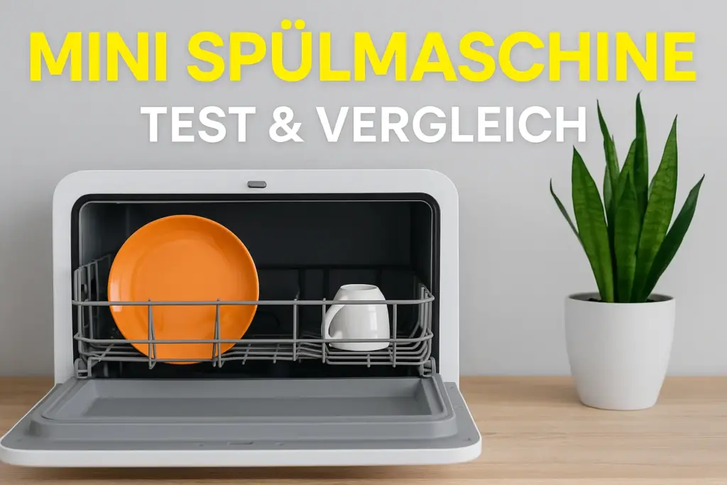 Mini Spülmaschine im Test – kompaktes Modell mit offenem Innenraum auf Arbeitsplatte