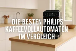 Philips Kaffeevollautomat Test auf moderner Kochinsel in heller Küche – Vergleich der besten Modelle
