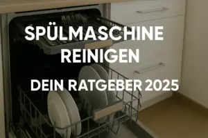 Seitliche Ansicht einer modernen Spülmaschine in heller Küche – Ratgeber zur Reinigung und Pflege 2025