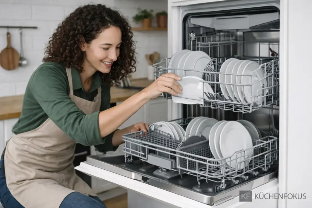Sophie testet die Bosch SMV4ECX32E Serie 4 Spülmaschine in einer modernen Küche und prüft Beladung, Körbe und Alltagstauglichkeit