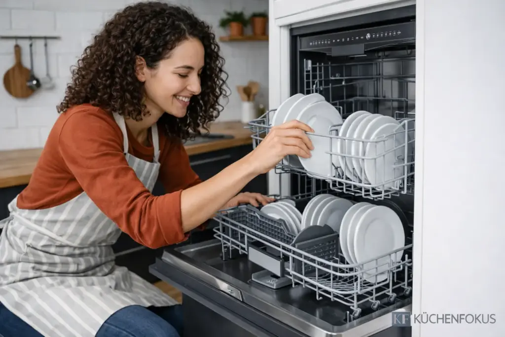 Sophie testet die Siemens SN53ES06VE iQ300 Spülmaschine in einer modernen Küche und prüft Beladung, Körbe und Alltagstauglichkeit