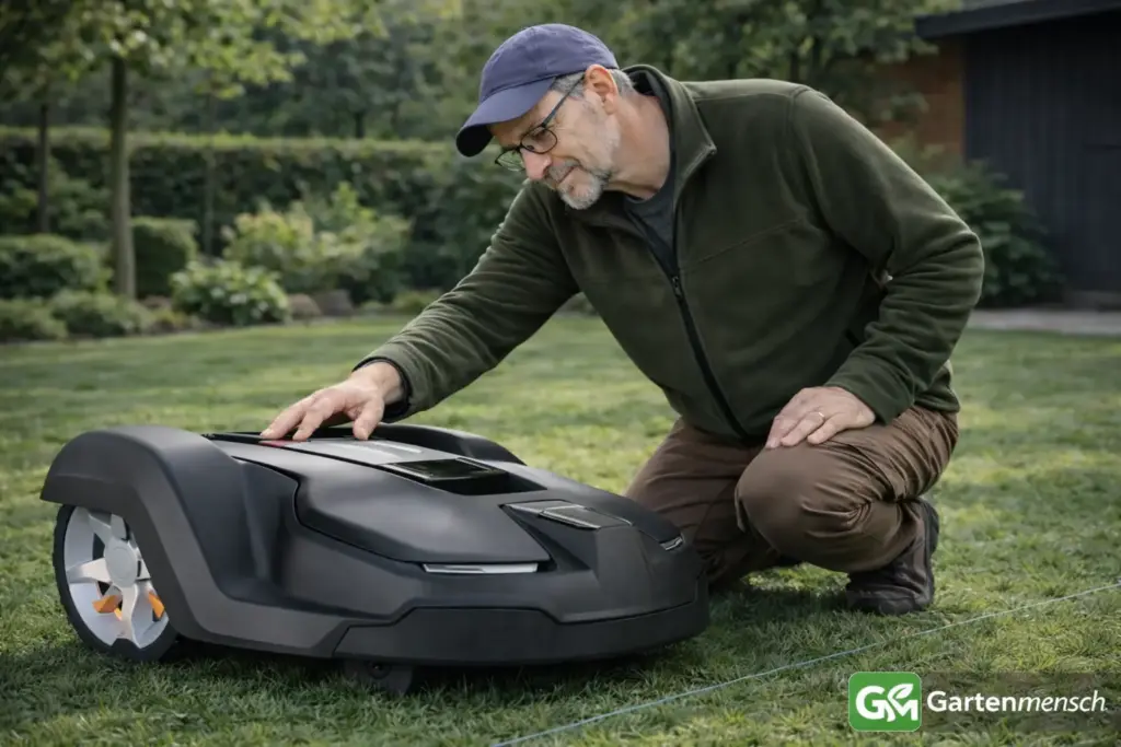 Tobias testet den Husqvarna Automower 430X Mähroboter im Garten mit Begrenzungskabel, großer Flächenleistung und klassischem Automower-System