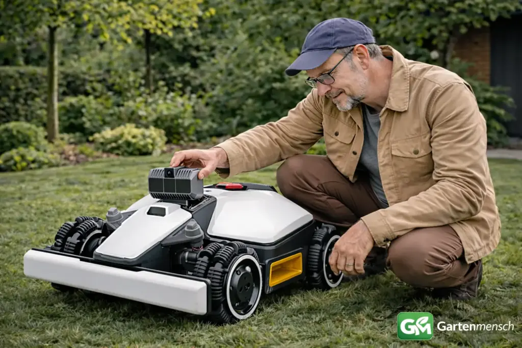 Tobias testet den MAMMOTION LUBA mini AWD LiDAR Mähroboter im Garten mit Allradantrieb, LiDAR-Navigation und kabelloser Steuerung