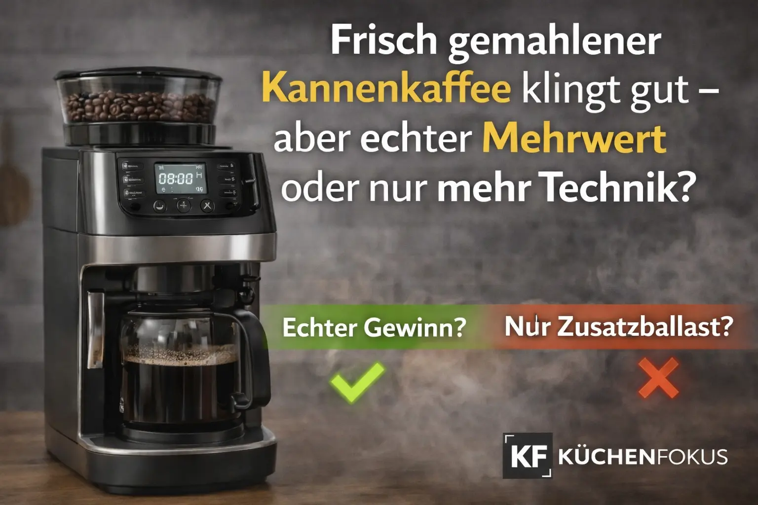 Artikelbild zur Melitta AromaFresh Pro X mit Mahlwerk und Kaffeekanne sowie der Frage, ob frisch gemahlener Kannenkaffee im Alltag echten Mehrwert bringt oder nur mehr Technik.