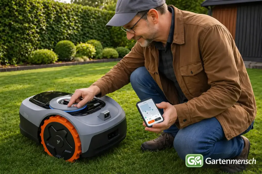 Tobias testet den Segway Navimow i105E Mähroboter im Garten mit App-Steuerung und kabelloser Navigation