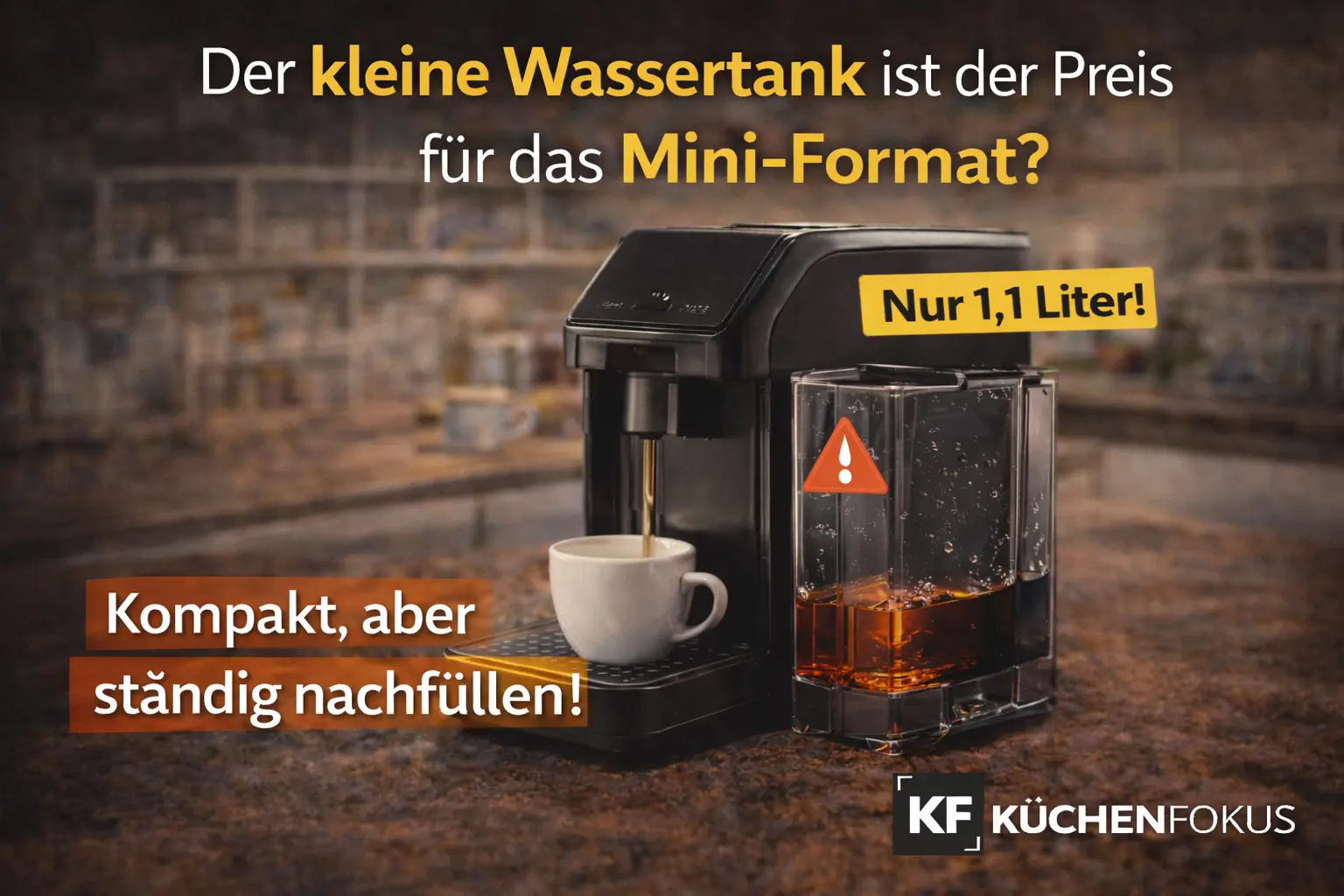 Mehr über den Artikel erfahren Der kleine Wassertank ist der Preis für das Mini-Format des Tchibo Esperto mini